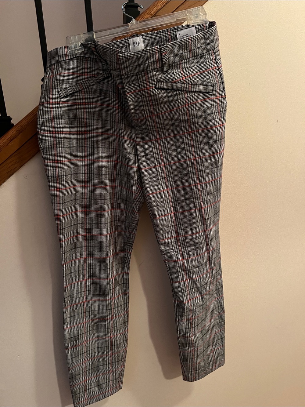 GAP Women’s Gray Plaid Dress Pants with Red Windowpane